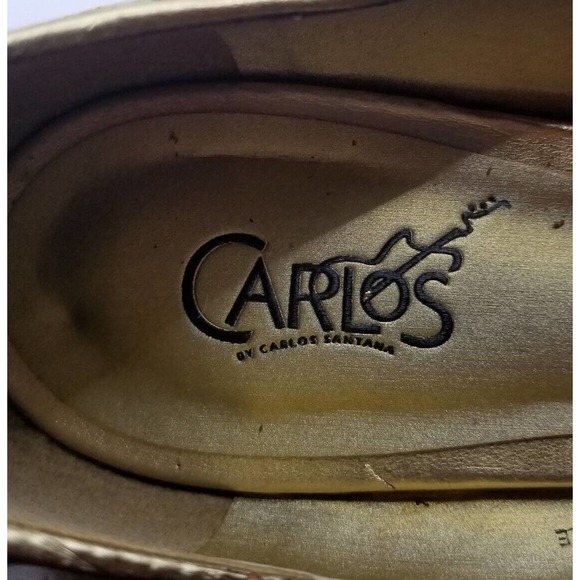 Carlos Santana Flirt Multicolor Gold Accent Peep Toe Ankle Strap Flats Size 6 - Picture 9 of 12